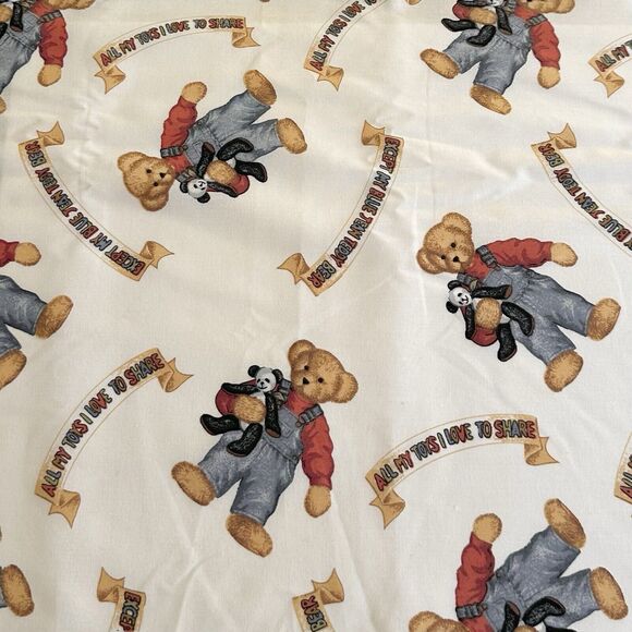 Vintage Daisy Kingdom Blue Jean Teddy Nursery Quilt Fabric Bundle Baby Toys - Picture 9 of 12